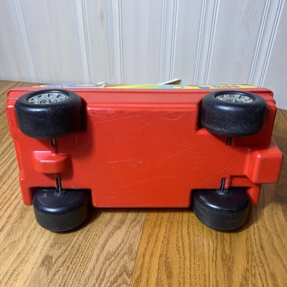 Vintage Playskool Pop N Ride Van 1970s Red Push Ride On Popper Toy